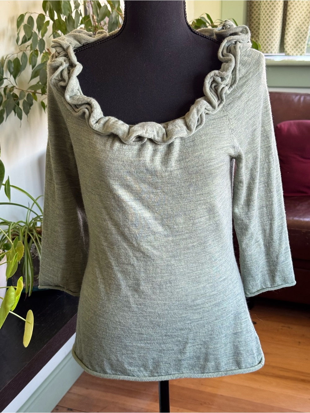MOTH- Ruffled boat neck top